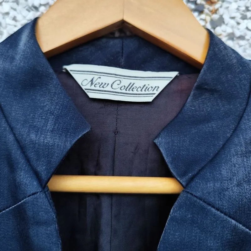 Blazer feminino vintage azul-marinho