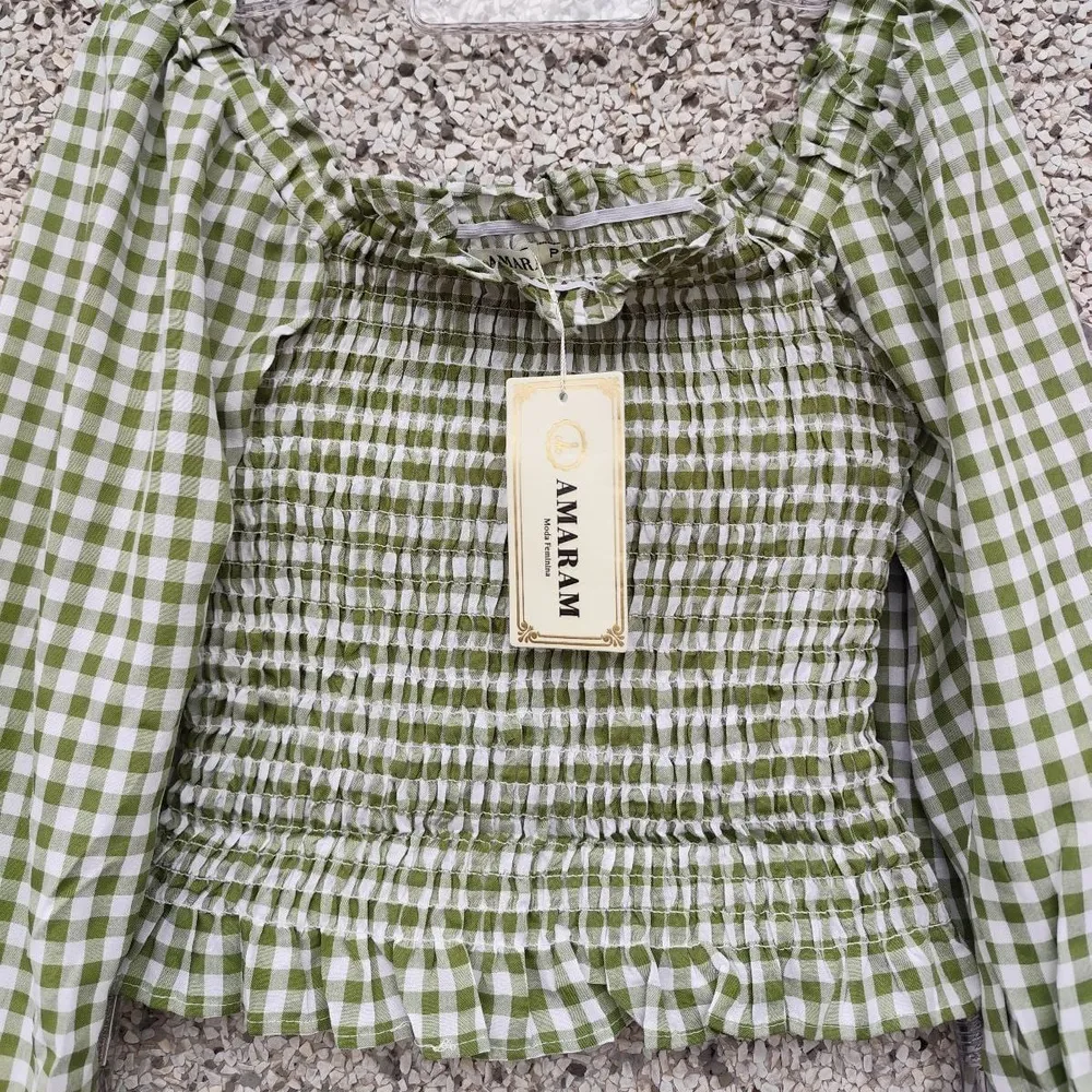 Blusa verde xadrez lastex
