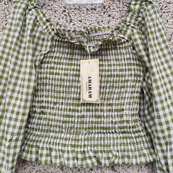 Blusa verde xadrez lastex