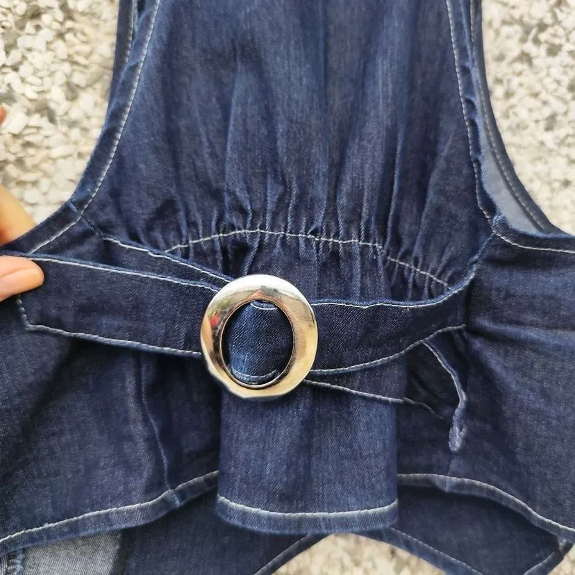 Colete jeans Y2K azul