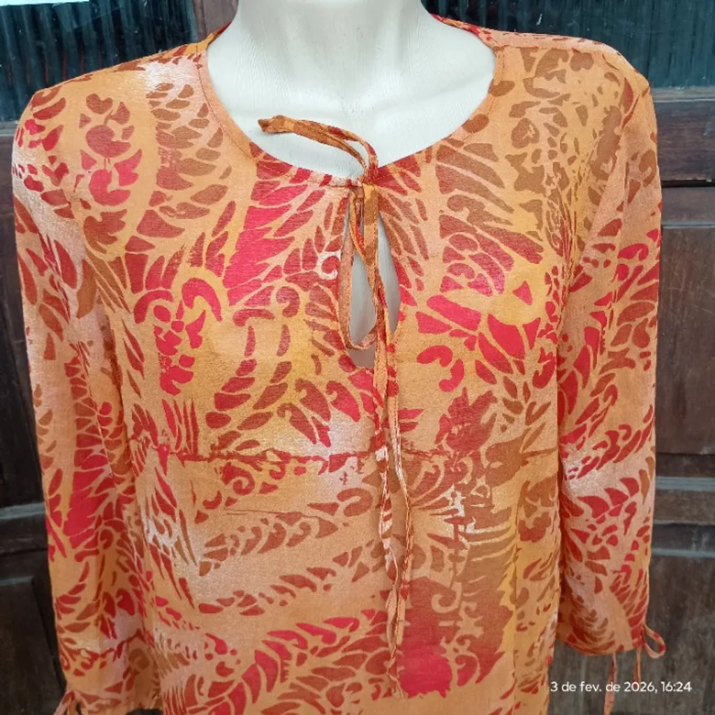 túnica boho verão estampa tropical