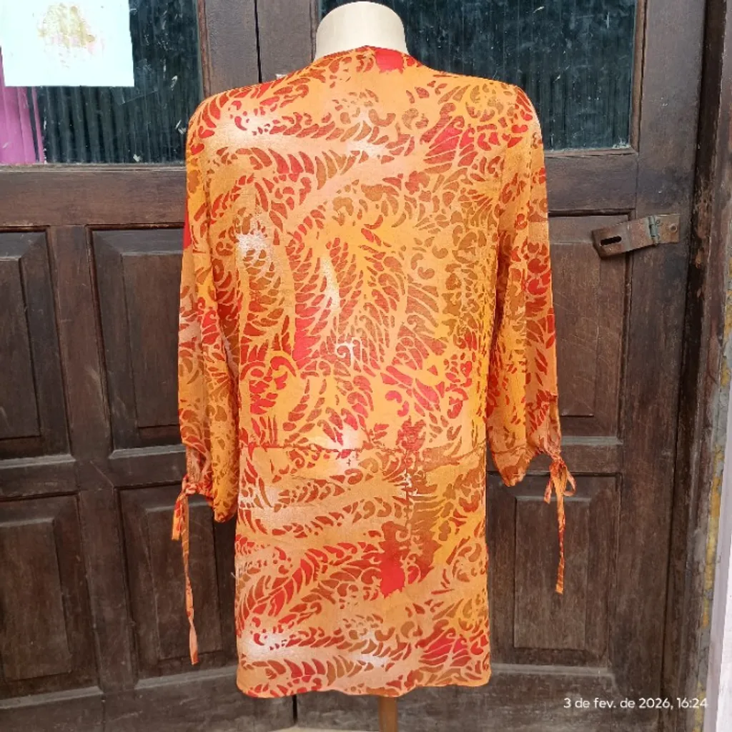 túnica boho verão estampa tropical