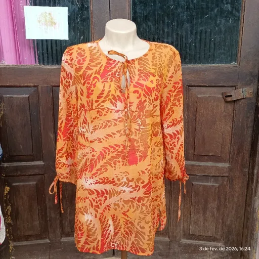 túnica boho verão estampa tropical
