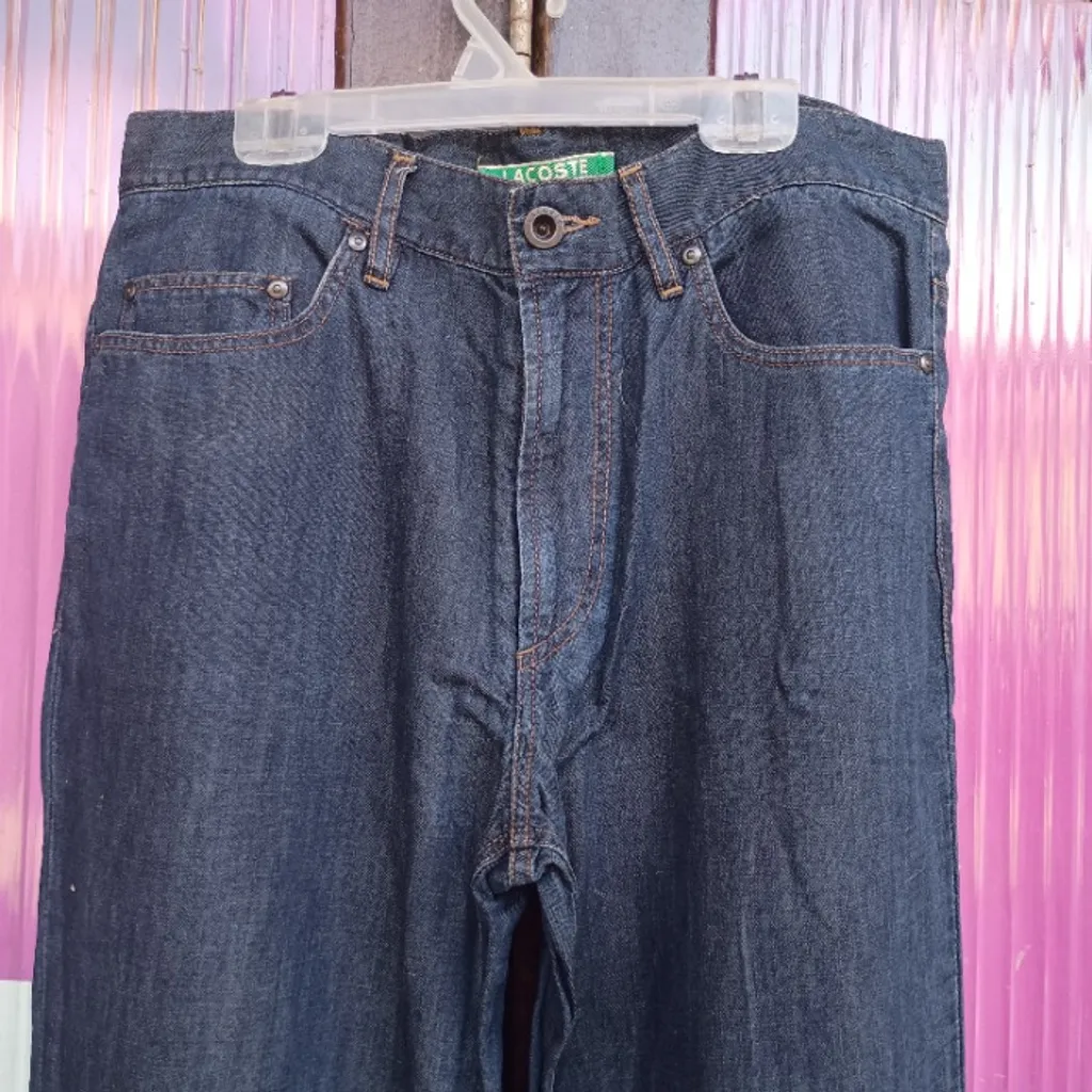 lacoste original algodão e linho calça jeans masculina