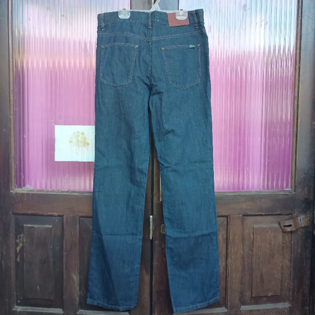 lacoste original algodão e linho calça jeans masculina