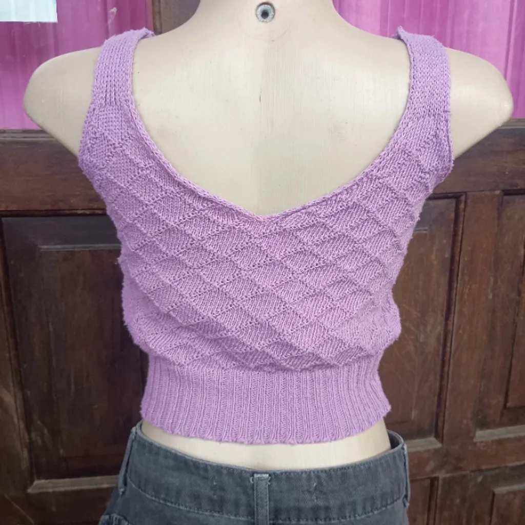 cropped lilás de tricot lindíssimo tam único