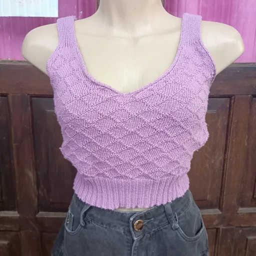 cropped lilás de tricot lindíssimo tam único