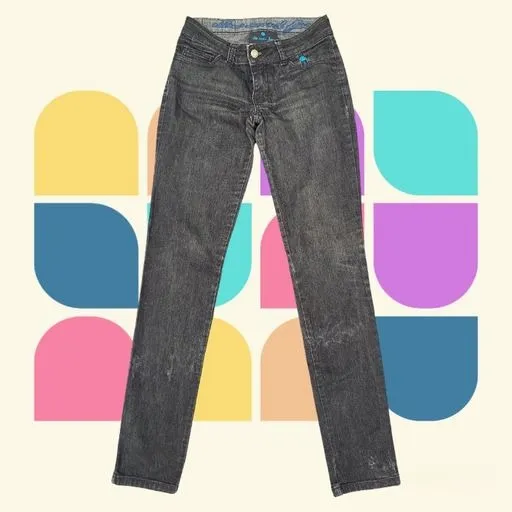 Calça Ellus Jeans Slim Cintura Baixa Preta Y2K Anos 2000 Marca P