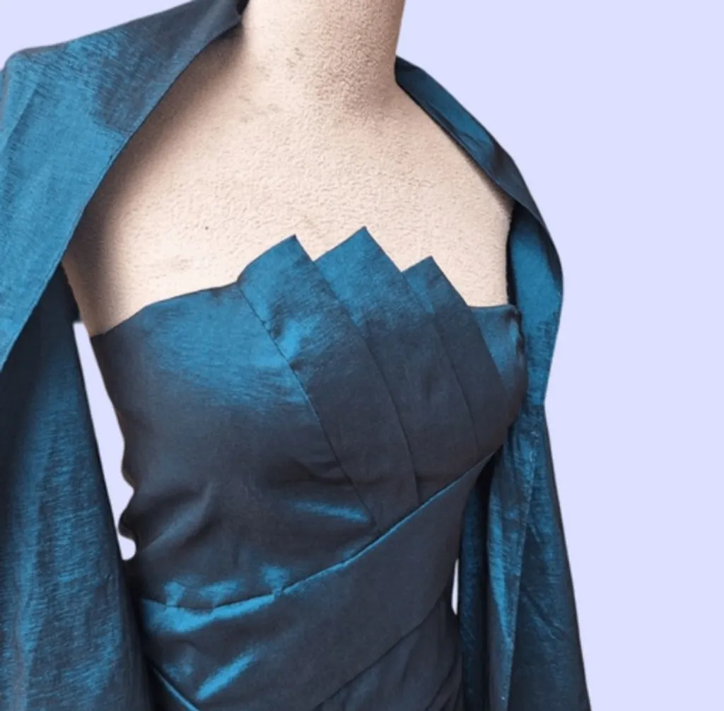 vestido feminino curto tafetá azul tam p m