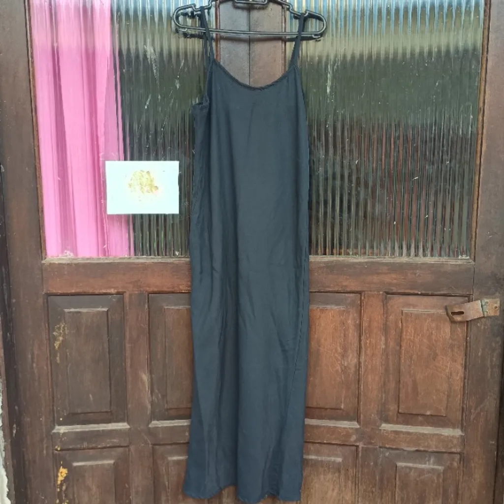 Vestido Longo Festa Ann Taylor Preto Alças Finas Luxo