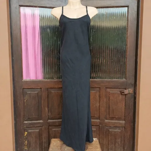 Vestido Longo Festa Ann Taylor Preto Alças Finas Luxo