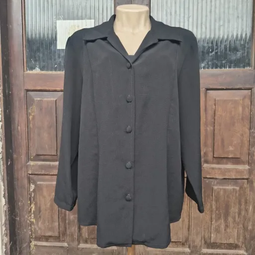 camisa vintage manga longa preta