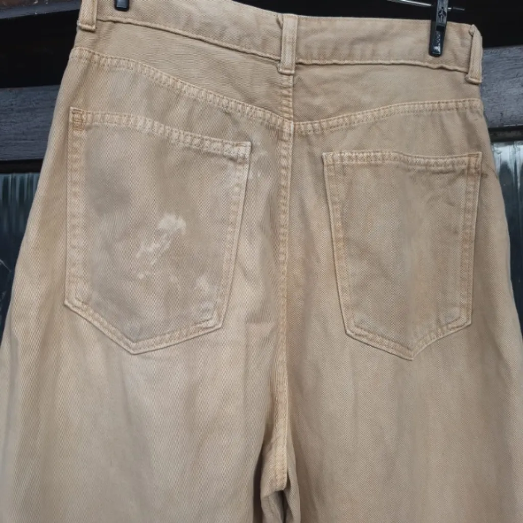 mom jeans bege cintura alta tam 40 42