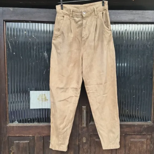 mom jeans bege cintura alta tam 40 42