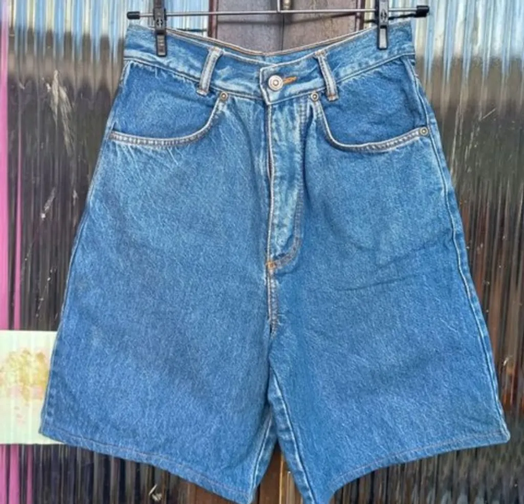 bermuda mom jeans vintage cgc azul tam 36