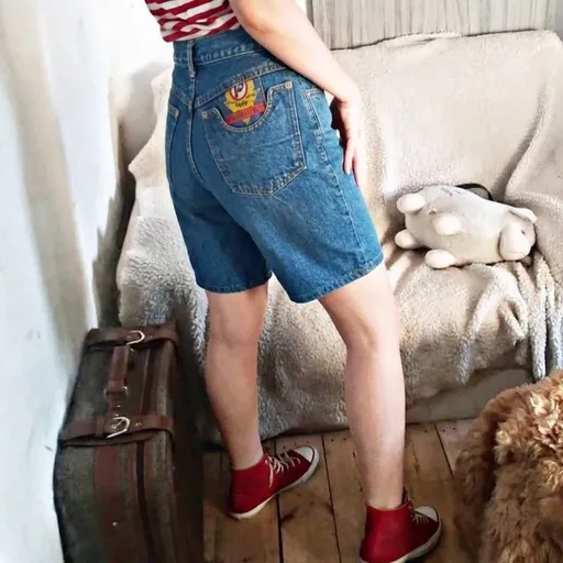 bermuda mom jeans vintage cgc azul tam 36