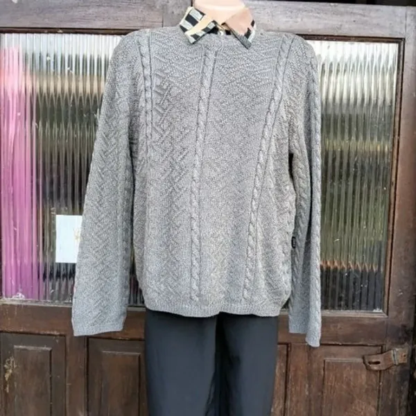 blusa de lã cinza vintage unisex
