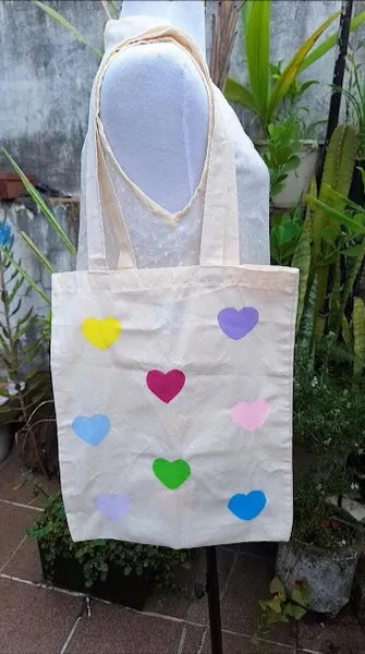 ecobag de algodão com estampa de coração