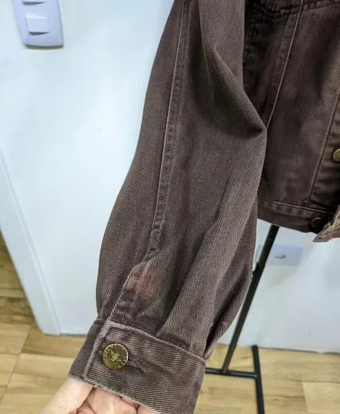 jaqueta jeans vintage delhi marrom