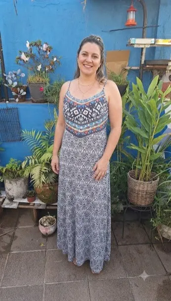 vestido longo estampado viscolycra veste M e G