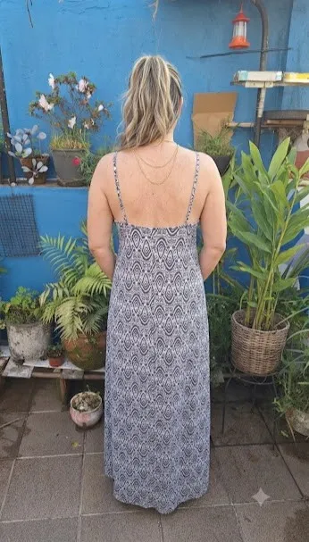 vestido longo estampado viscolycra veste M e G
