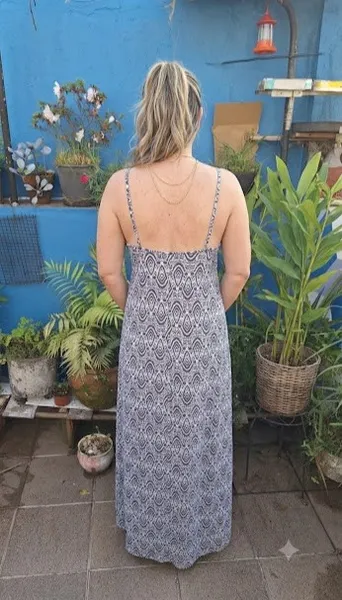 vestido longo estampado viscolycra veste M e G