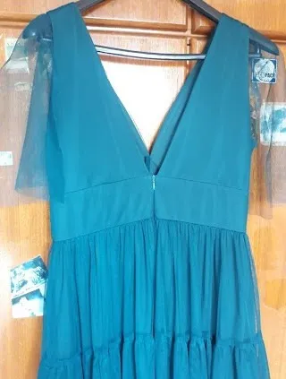 vestido verde esmeralda de festa