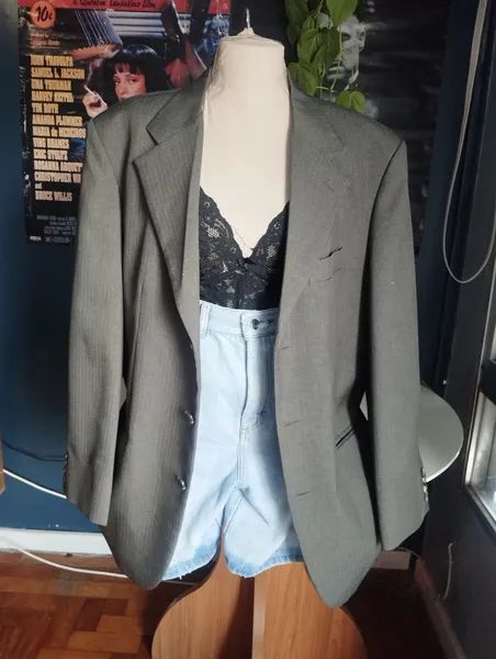 blazer crepe e cetim alfaiataria schander nardin vintage g