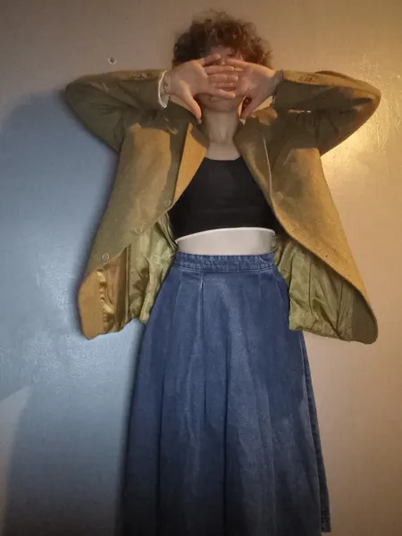 saia jeans midi rodada 38 retrô
