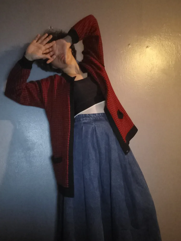 saia jeans midi rodada 38 retrô