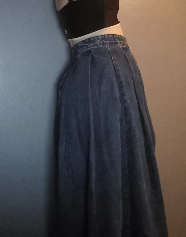 saia jeans midi rodada 38 retrô