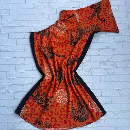 Vestido Farm Um Ombro Só Estampa Onça Tam G