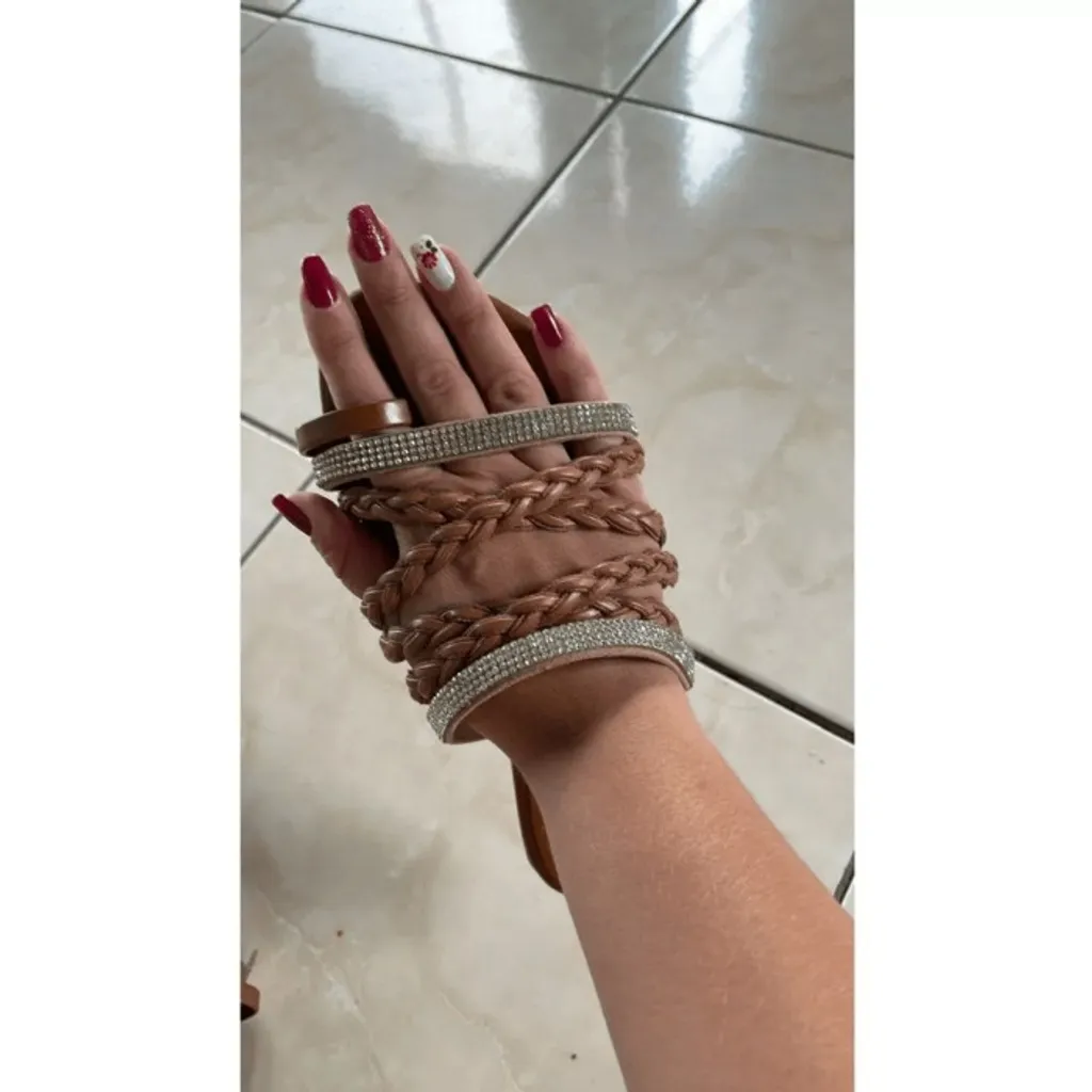 Rasteirinha Caramelo Strass 34