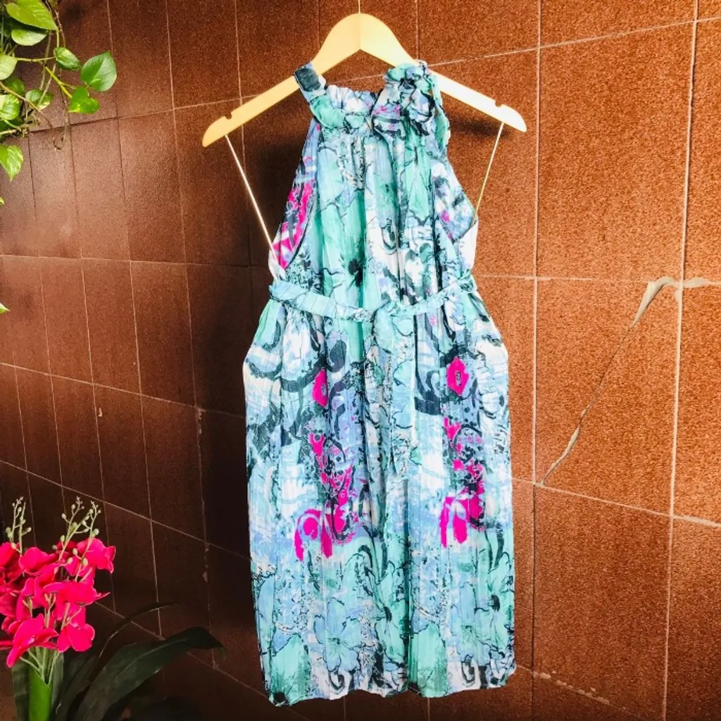 Vestido Feminino Multicolorido Festa Midi Com Amarração Tam M