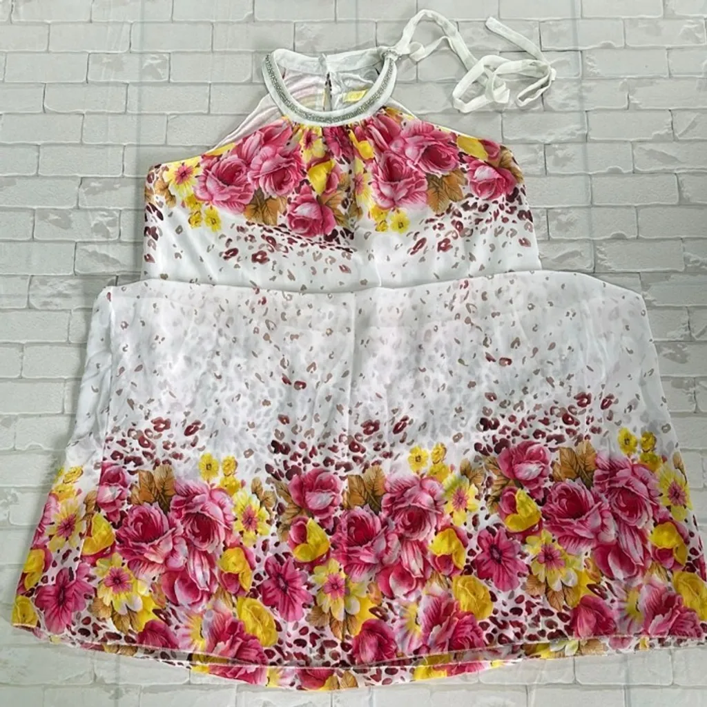 Vestido Feminino Longo Floral Rosa Elegante Fluido Tam GG