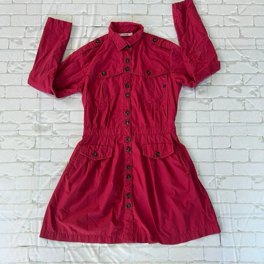 Parka Feminina Vermelha Inverno Estilosa Com Botões Tam M