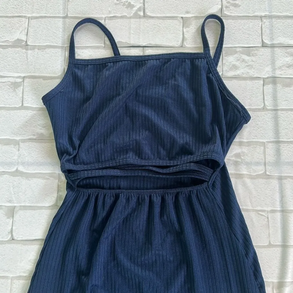 Vestido Tubinho Azul Marinho Com Recorte Moderno Tam P