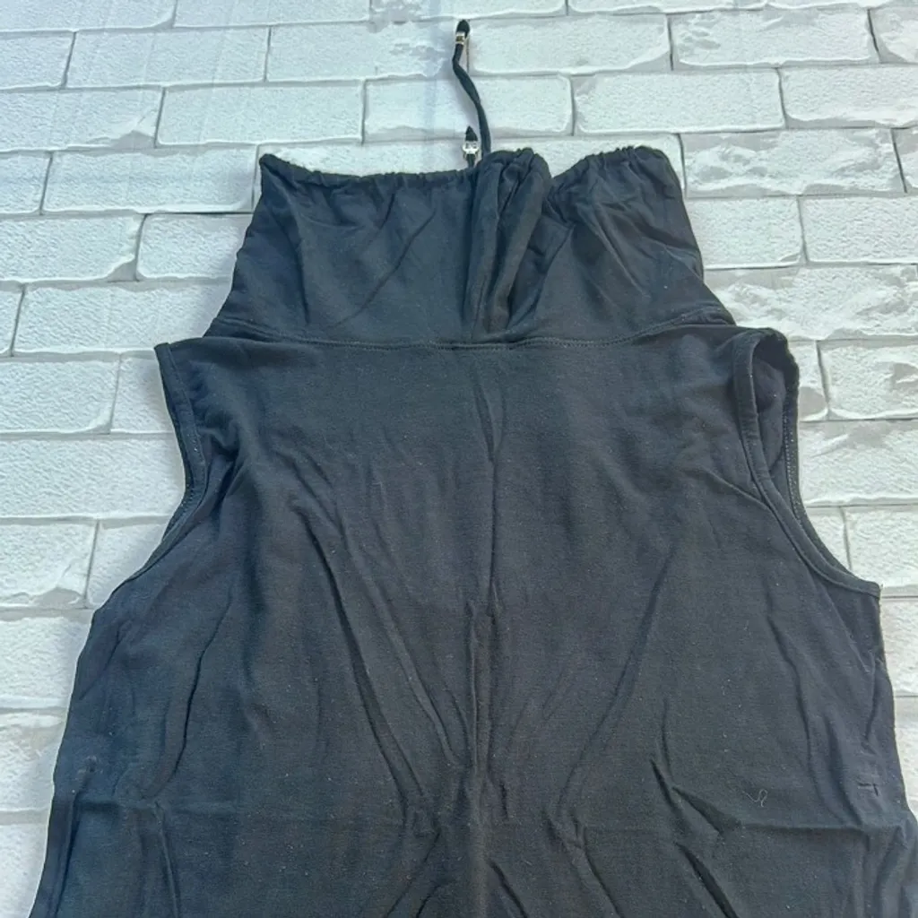 Vestido Preto Básico Larguinho Com Bolsos Confortável Tam M