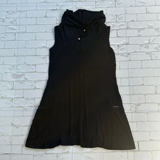 Vestido Preto Básico Larguinho Com Bolsos Confortável Tam M