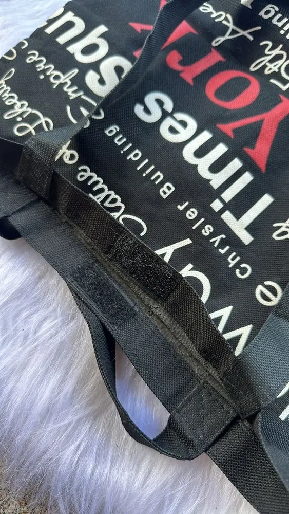 Bolsa Tote New York Preta Estampada Algodão Usada