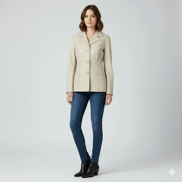 Jaqueta Couro Legítimo Off White Feminina P