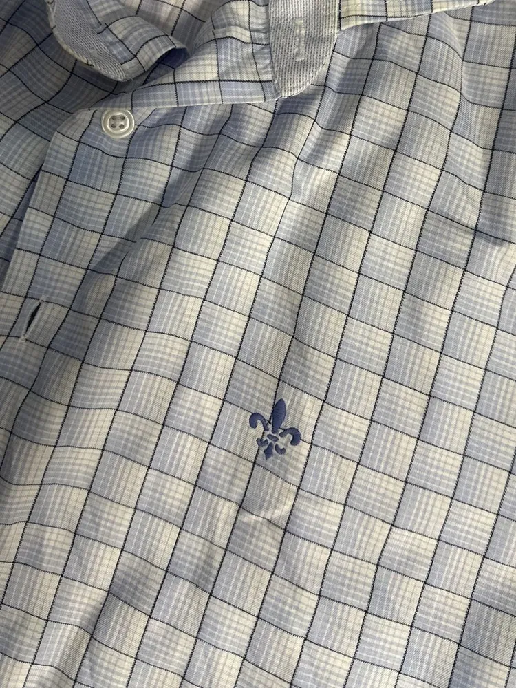 Camisa Social Masculina Xadrez Azul Manga Longa G