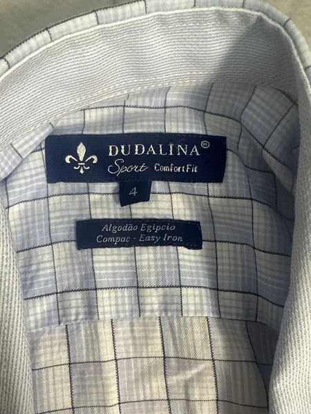 Camisa Social Masculina Xadrez Azul Manga Longa G