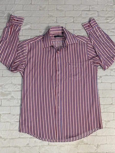 Camisa Social Listrada Masculina Manga Longa Tam 40