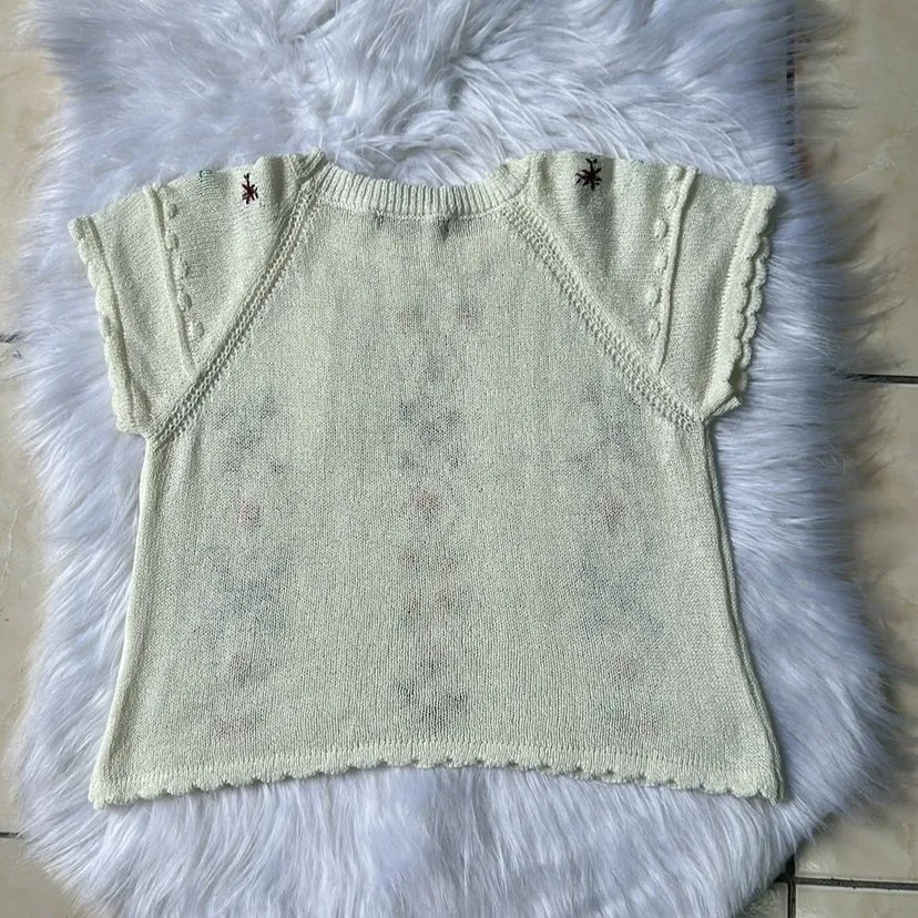 Blusa Off White Tricot Floral Feminina Tam M