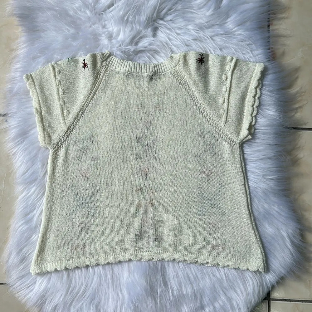 Blusa Off White Tricot Floral Feminina Tam M