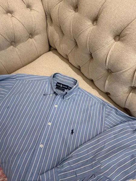 camisa ralph lauren azul listrada