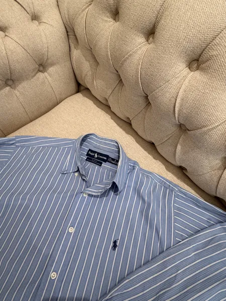 camisa ralph lauren azul listrada