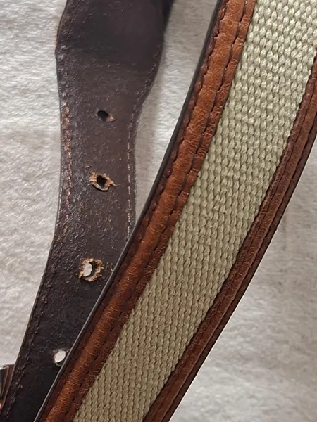 Cinto Greg Norman de couro com lona 90cm pinhão e areia