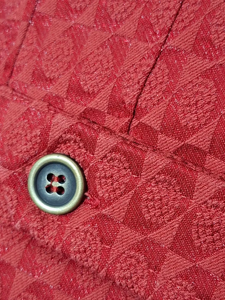 Casaco Jaqueta Jacquard geométrico vermelho acetinado
